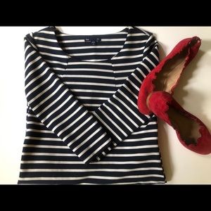 [Gap] Navy White Striped 3Q Sleeve Dress Sz: XS